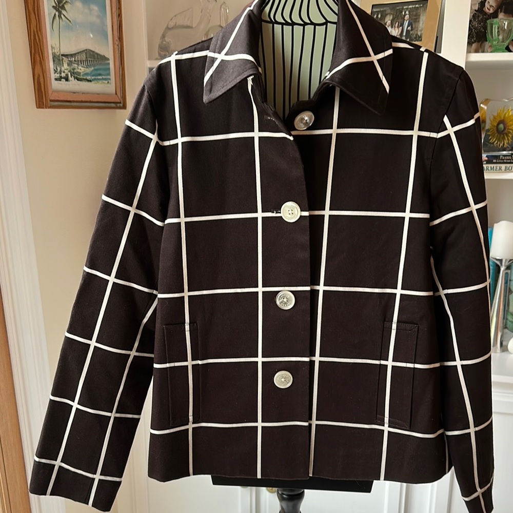 Ralph Lauren Brown and White Blazer with Grid Pattern